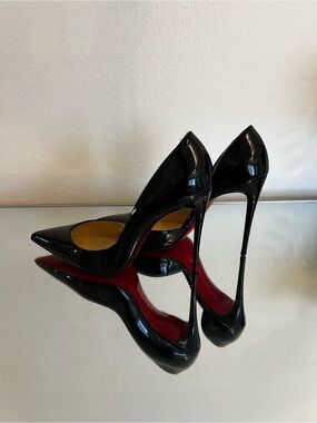 Christian Louboutin Iriza Black Patent Pointed-Toe Stiletto with Red Sole 100 mm